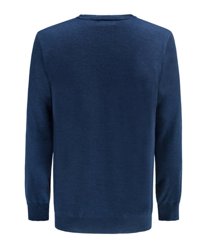 Merinowollpullover mit Rundhalsausschnitt | Blau