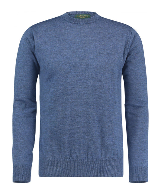 Merino Ronde Hals Pullover | Staal Blauw