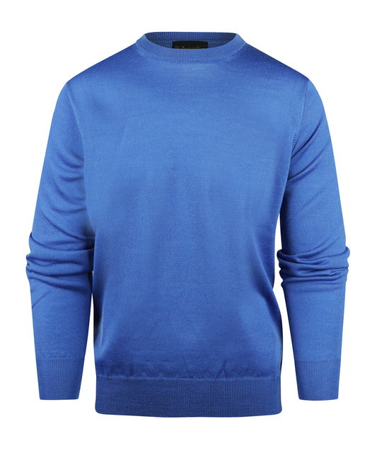 Merino Ronde Hals Pullover | Blauw