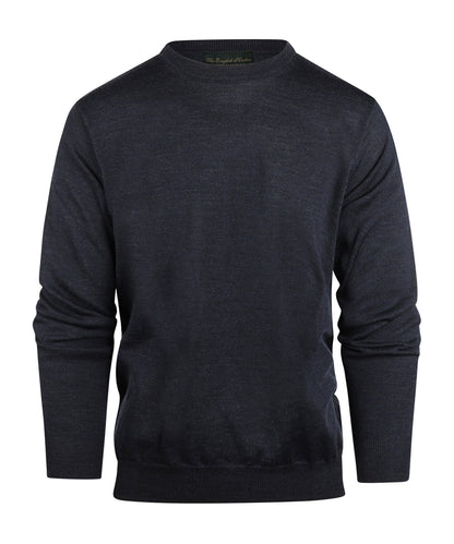 Merinowollpullover mit Rundhalsausschnitt | Blaugrau