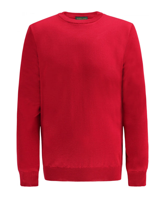Merino Ronde Hals Pullover | Rood