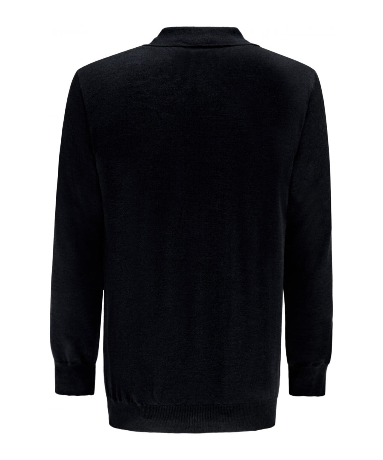 Polo-Pullover aus Merinowolle | Schwarz