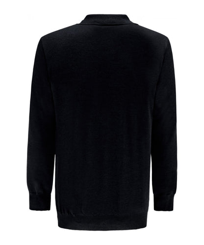 Polo-Pullover aus Merinowolle | Schwarz