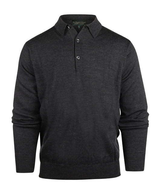 Merino Polo Pullover | Charcoal