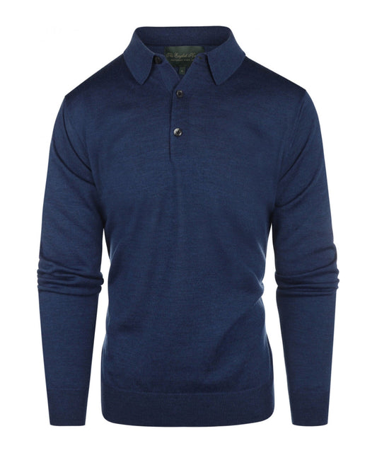Merino Polo Pullover | Donker Blauw