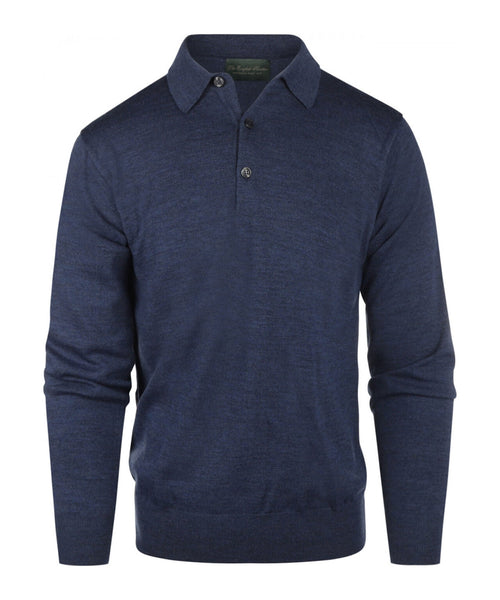 Pullover polo merino wol | Light Indigo