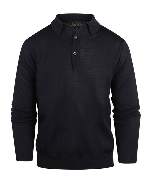 Merino Polo Pullover | Navy