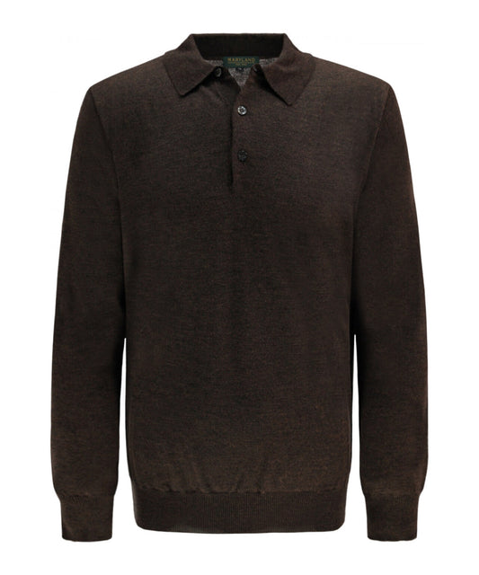 Merino Polo Pullover | Donker Bruin