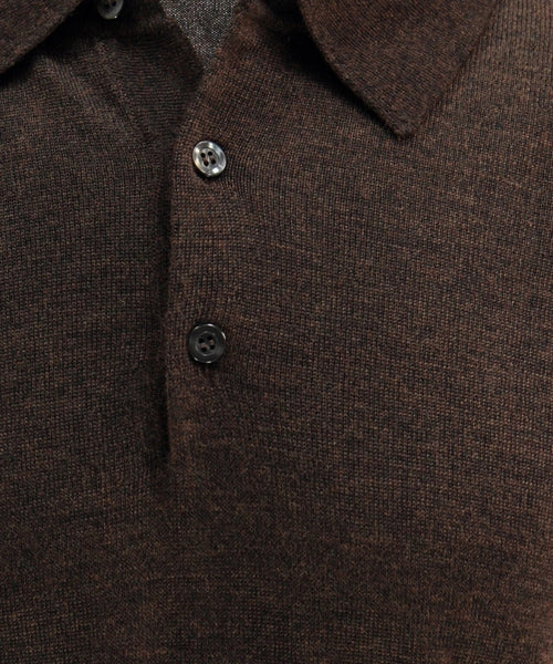 Pullover polo merino wol | Donker Bruin