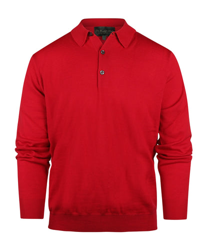 Polo-Pullover aus Merinowolle | Rot