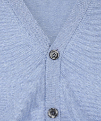 Cardigan mit Knöpfen, feine Merinowolle | Hellblau
