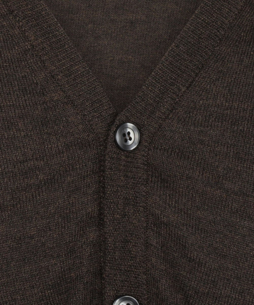 Knoop Vest fijn Merinowol | Donker Bruin