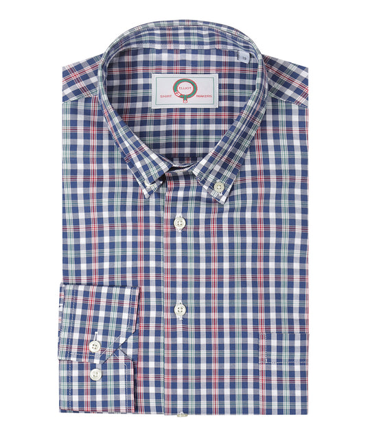 Shirt Button Down | Blauw Rood Groen ruit