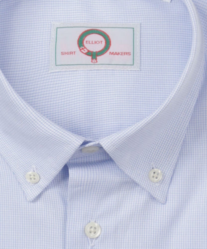 Shirt Button Down | Licht Blauw Ruit Micro