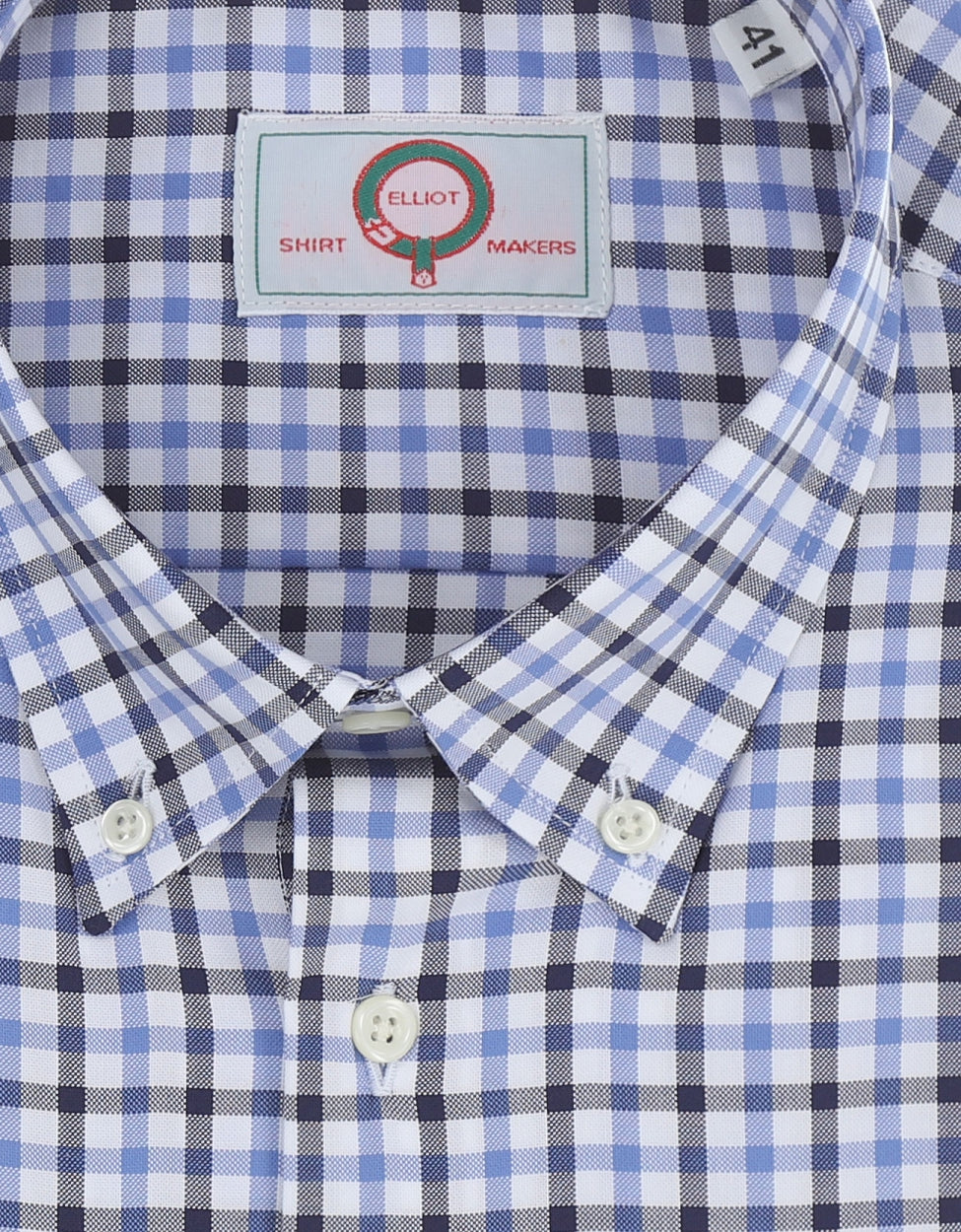 Shirt Button Down | Blauw Multi Ruit