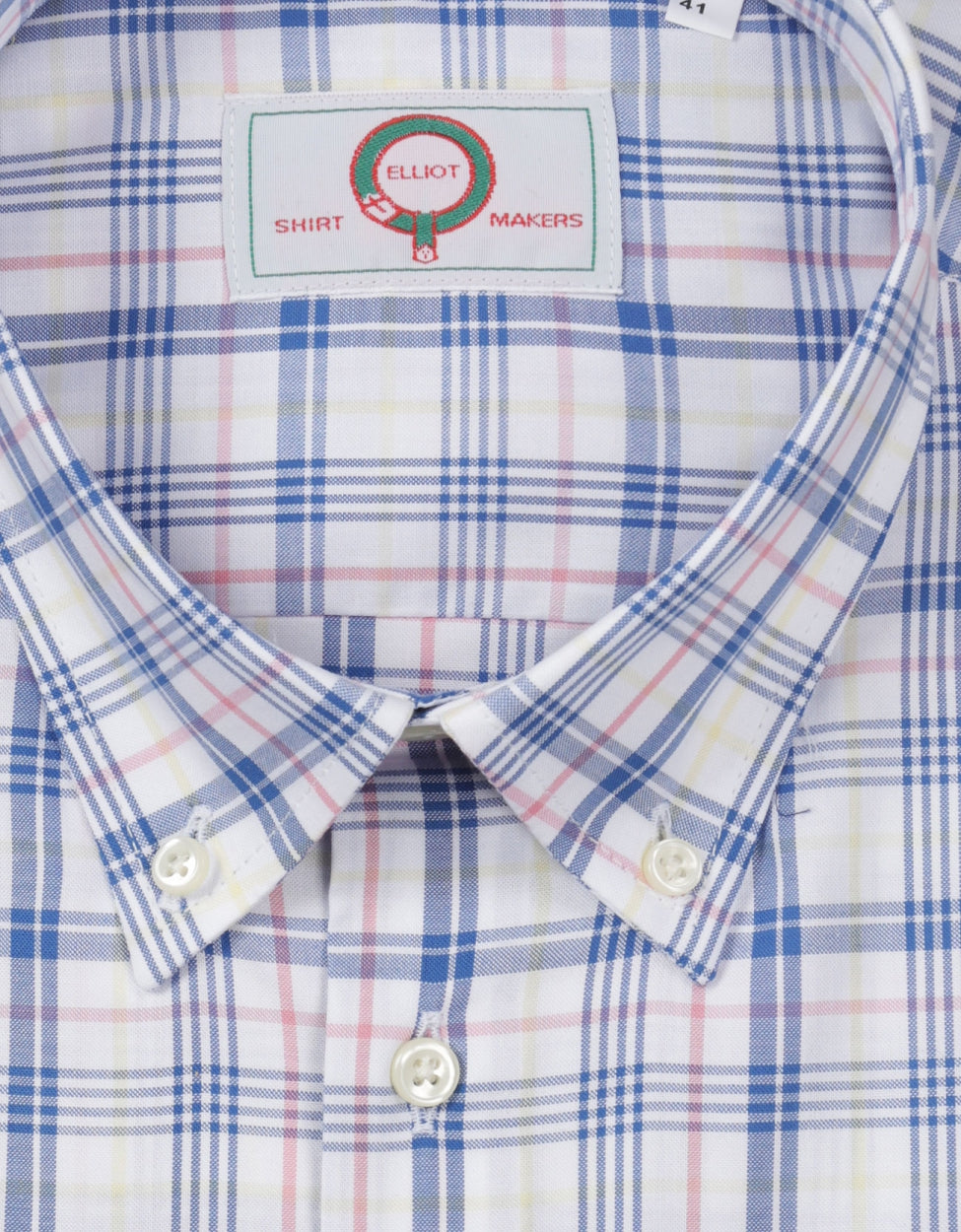 Shirt Button Down | Blauw Roze Multi Ruit