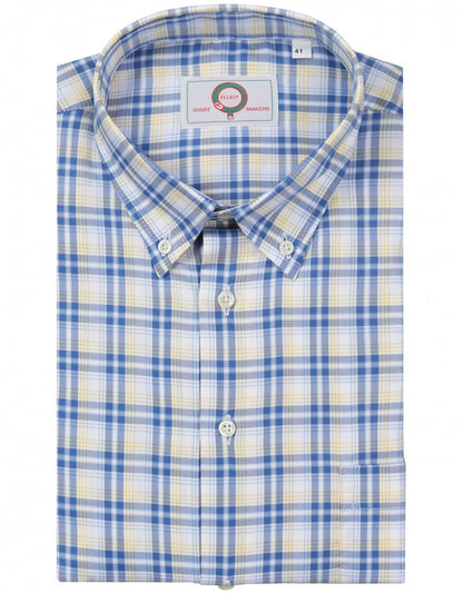 Shirt Button Down | Blauw Geel Multi Ruit