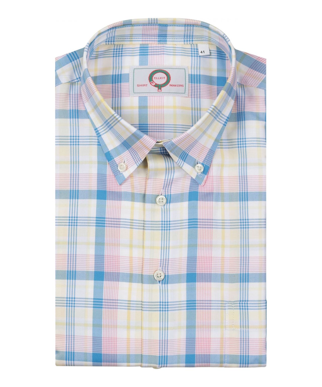Shirt Button Down | Geel Roze Multi Ruit
