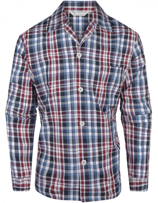 Pyjama Katoen | Blue Navy Red check