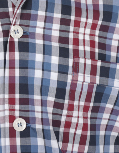 Pyjama Katoen | Blue Navy Red check