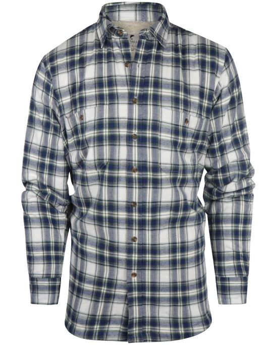 Fleece Lined Shirt | Wit/Blauwe ruit