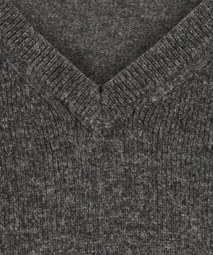 Lamswol V-Hals Pullover | Charcoal