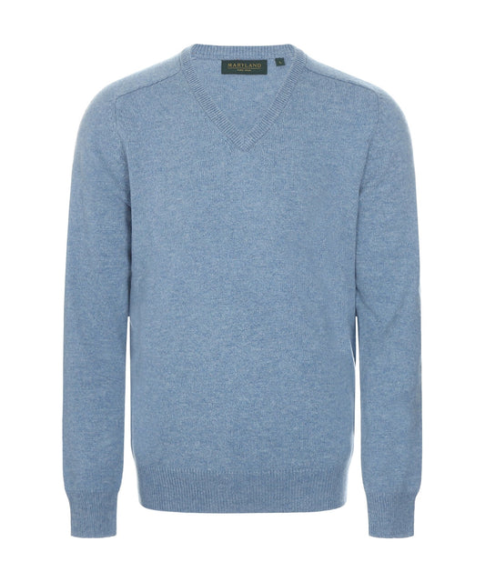 Lamswol V-Hals Pullover | Licht Blauw