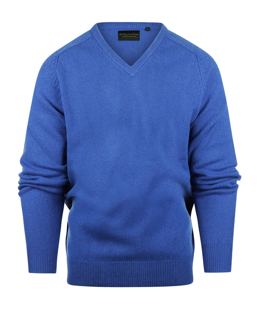 Lamswol V-Hals Pullover | Blauw