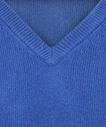 Classic Lambswool v-neck sweater | Blue