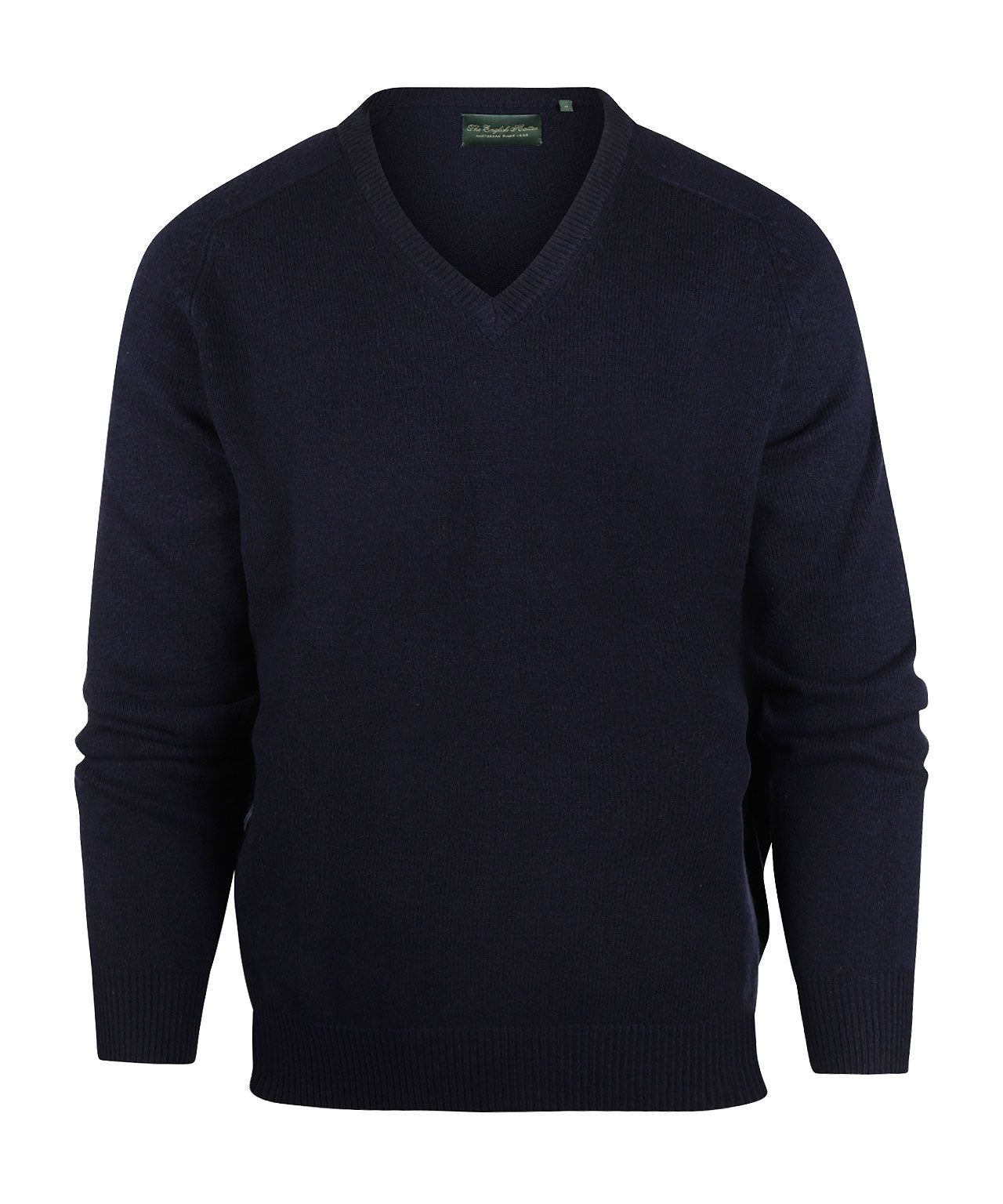 Klassischer Lammwollpullover mit V-Ausschnitt | Marineblau