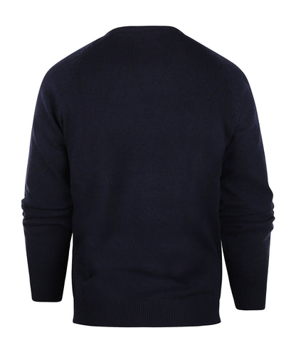 Klassischer Lammwollpullover mit V-Ausschnitt | Marineblau