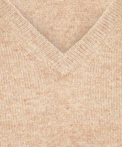 Lamswol V-Hals Pullover | Pecan Bruin