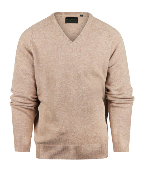 Pullover klassiek Lamswol v-hals | Bruin