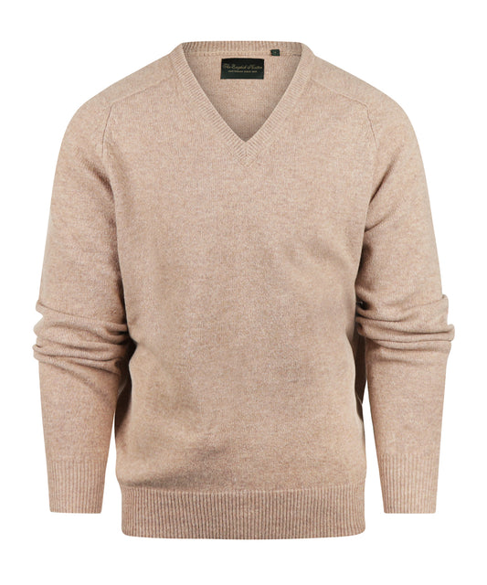 Lamswol V-Hals Pullover | Zand Melange
