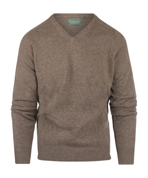 Pullover klassiek Lamswol v-hals | Bruin