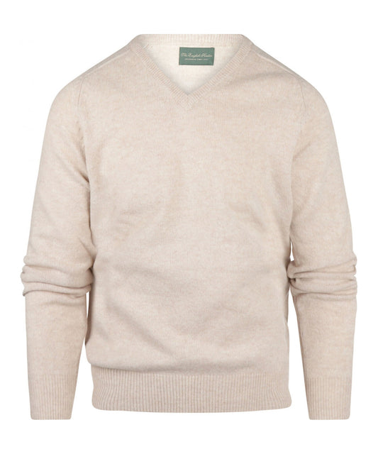 Lamswol V-Hals Pullover | Licht Beige