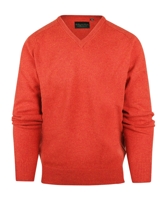 Lamswol V-Hals Pullover | Oranje Rood