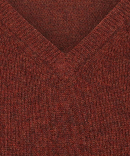 Klassischer Lammwollpullover mit V-Ausschnitt | Rot