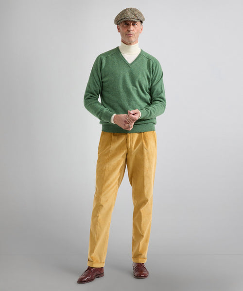 Pullover klassiek Lamswol v-hals | Groen