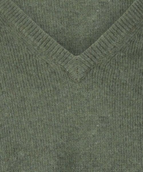 Pullover klassiek Lamswol v-hals | Groen