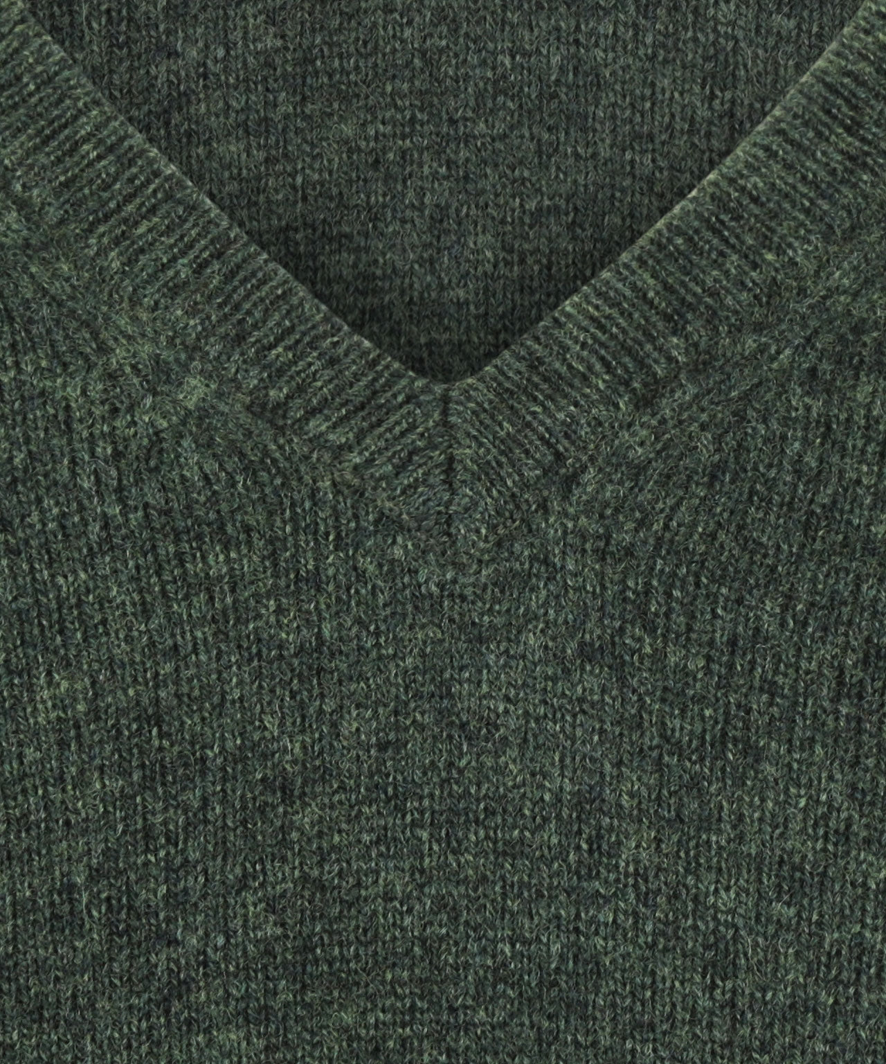 Lamswol V-Hals Pullover | Donker Groen Melange