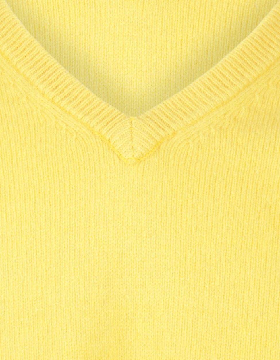 Lamswol V-Hals Pullover | Geel