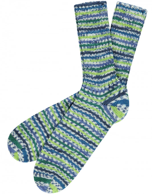 Fairisle Sok | Groen Blauw