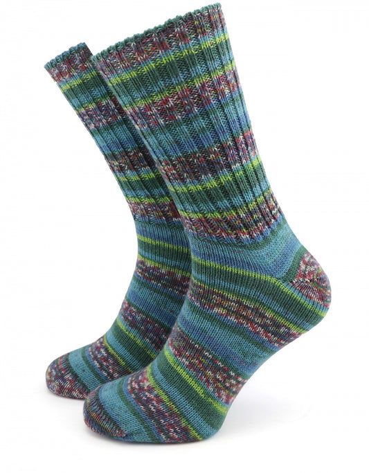 Fairisle Sok | Blauw Rood Groen