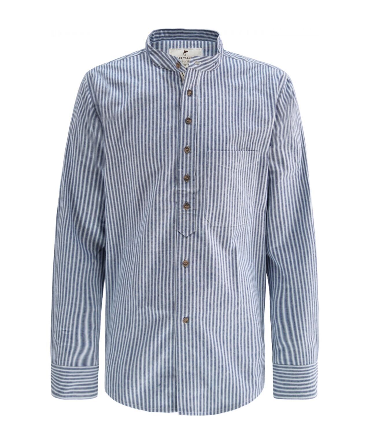 Grandfather Shirt | Navy/Wit streep