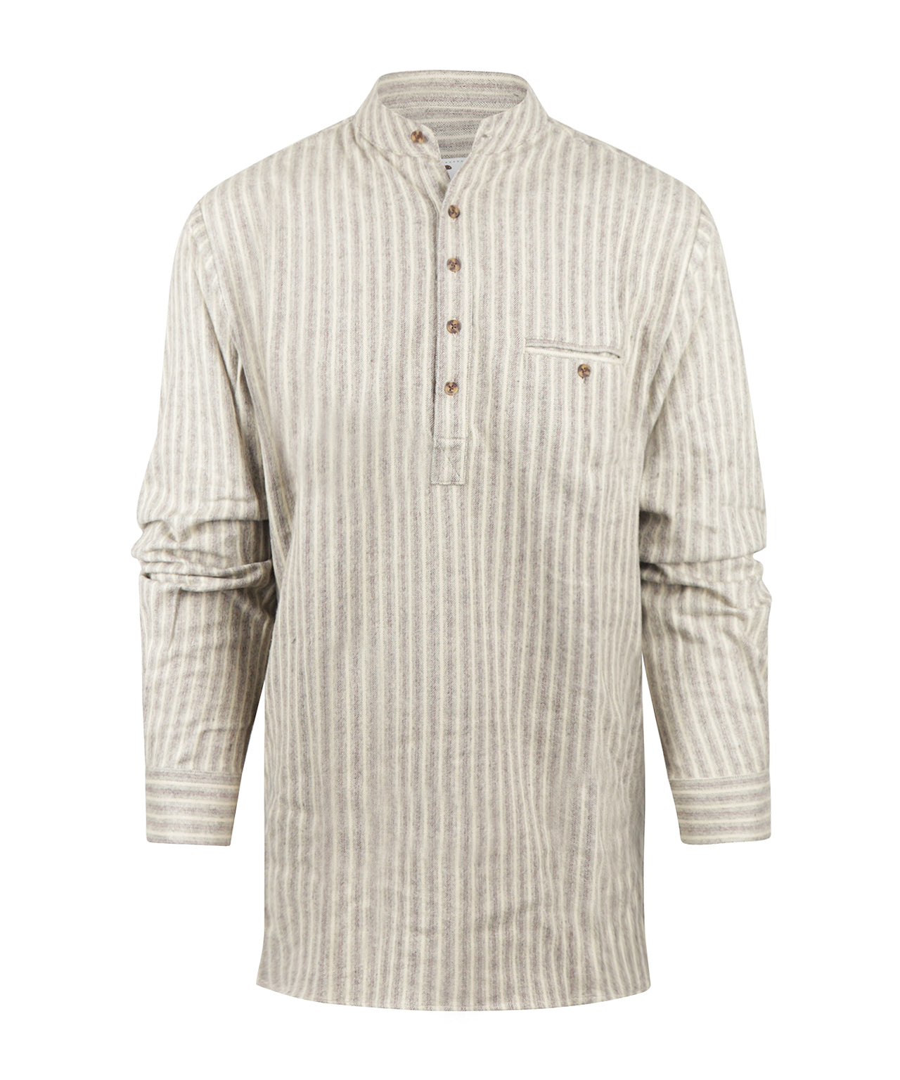 Grandfather Shirt | Bruin/Beige streep