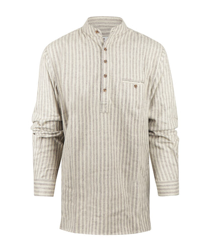 Grandfather Shirt | Bruin/Beige streep