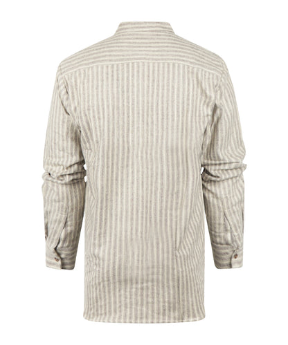 Grandfather Shirt | Bruin/Beige streep