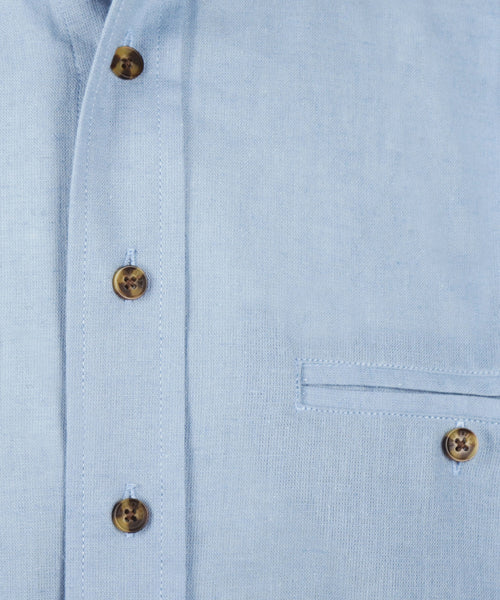 Overhemd Grandfather Shirt linnen | Blauw