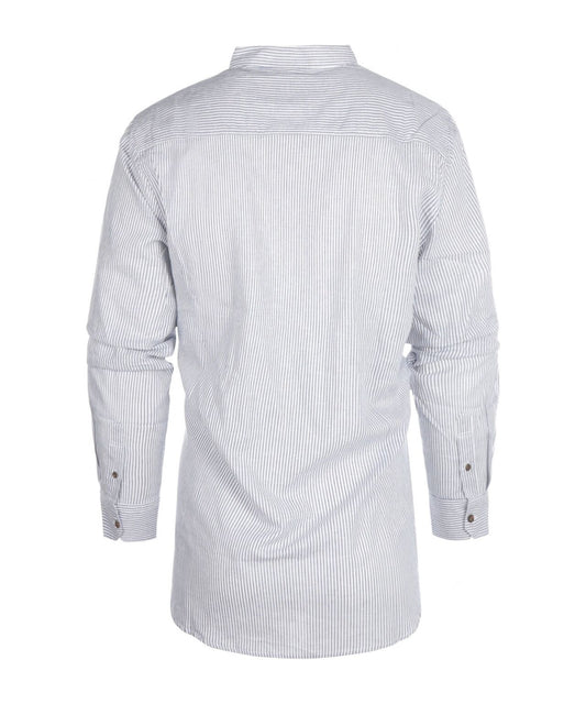 Linnen Shirt | Lichtblauw/Wit mini streep verticaal